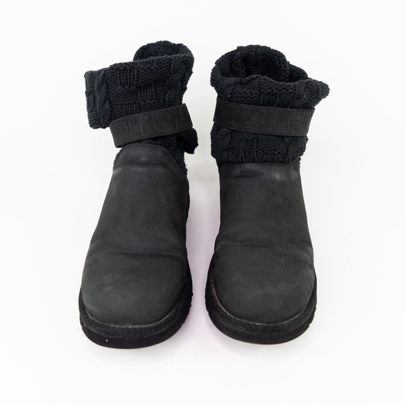 UGG Cassidee Knit Leather Brown Winter Boots  1007690 Buckle Pull On Womens 9 - Picture 2 of 10